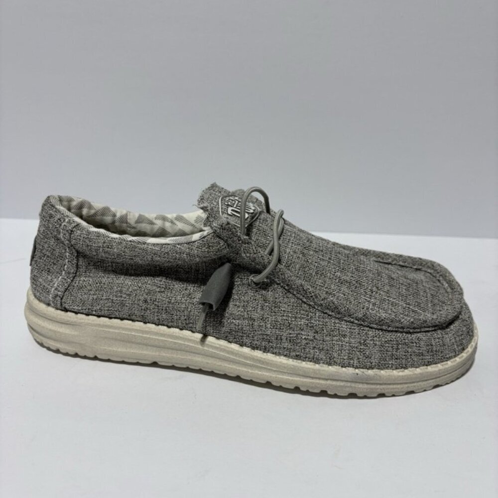 Hey Dude Men’s Wally Linen Gray Slip-On Shoes, Size 9 M
